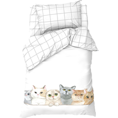 Постельное белье 1.5-спальное Постельное белье Этель 1.5 спальное Happy cats (3 предмета)