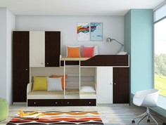 Кровати для подростков Подростковая кровать РВ-Мебель двухъярусная Лео (дуб молочный)