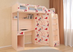 Кровати для подростков Подростковая кровать РВ-Мебель чердак Астра 7 Кеды (дуб молочный)