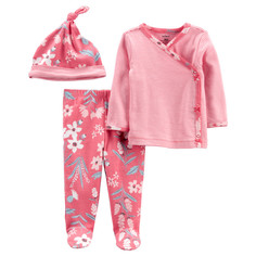 Комплекты детской одежды Carters Комплект для девочки (распашонка, ползунки, шапочка)