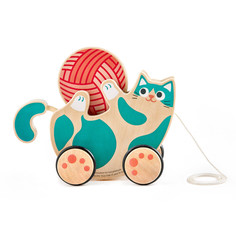 Деревянные игрушки Деревянная игрушка Hape для малышей каталка погремушка Игривый котенок
