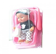 Куклы и одежда для кукол ABtoys Пупс Мой малыш с бутылочкой в переноске в черно-белом комбинезончике 23 см