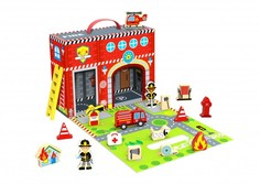 Деревянные игрушки Деревянная игрушка Tooky Toy Чемоданчик Пожарная станция