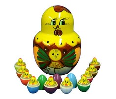 Деревянные игрушки Деревянная игрушка RNToys Матрешка Курица наседка