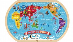 Деревянные игрушки Деревянная игрушка Tooky Toy Пазл Карта мира