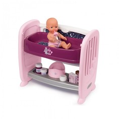 Кроватки для кукол Кроватка для куклы Smoby с регулируемой высотой Baby Nurse 2 в 1 (14 аксессуаров)