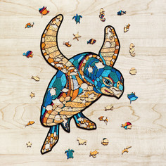 Деревянные игрушки Деревянная игрушка Eco Wood Art Фигурный пазл Морская Черепаха L 39x55 см