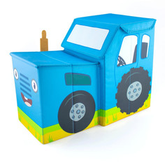 Ящики для игрушек Мультифан Корзина для хранения игрушек машинка Синий трактор с двумя отделениями
