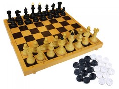 Настольные игры ВладСпортПром Настольная игра Шахматы, шашки с шахматной доской 29х29 см