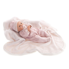 Куклы и одежда для кукол Munecas Antonio Juan Кукла озвученная Бимба на розовом одеяло мягконабивная 37 см