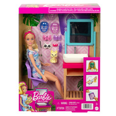 Куклы и одежда для кукол Barbie Набор игровой Спа-салон с куклой и масками для лица