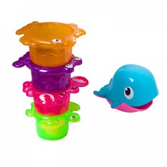 Игрушки для ванны Bondibon Набор для купания Стаканчики с лейкой-китом