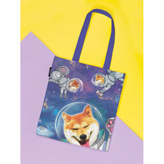 Сумки для мамы JoyArty Сумка шоппер Собаки в космосе ткань под лен 35x37x7 см