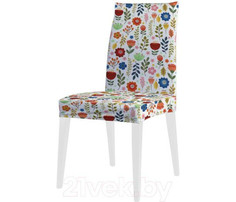 Аксессуары для мебели JoyArty Декоративный чехол на стул Разноцветная поляна цветов со спинкой велюровый