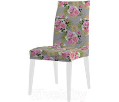 Аксессуары для мебели JoyArty Декоративный чехол на стул Узор из розовых букетов со спинкой велюровый