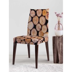Аксессуары для мебели JoyArty Декоративный велюровый чехол на стул со спинкой Свежие полена