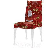 Аксессуары для мебели JoyArty Декоративный чехол на стул Дедушка Мороз с друзьями со спинкой велюровый