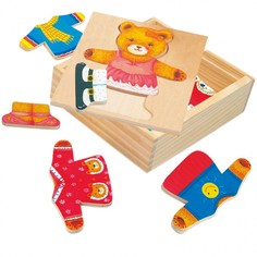 Деревянные игрушки Деревянная игрушка Bino Пазл Гардероб медведицы