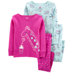 Домашняя одежда Carters Пижама для девочки с жирафами (4 предмета) 1M693610