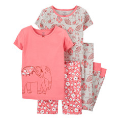Домашняя одежда Carters Пижама для девочки со слоном (4 предмета)