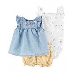 Комплекты детской одежды Carters Комплект для девочки (боди, футболка, шорты) 1K492410
