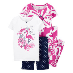 Домашняя одежда Carters Пижама для девочки с фламинго (4 предмета)