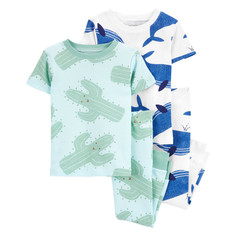 Домашняя одежда Carters Пижама для мальчика с китами и кактусами 2 шт.