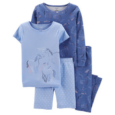 Домашняя одежда Carters Пижама для девочки с единорогами (4 предмета) 3M063410