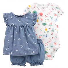 Комплекты детской одежды Carters Комплект для девочки (боди, туника, шорты) 1K443610