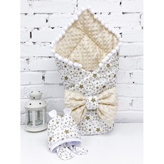 Конверты на выписку СуперМаМкет Конверт-одеяло Звездопад с бантом и шапочкой (демисезон)