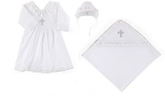 Крестильная одежда Наша Мама Крестильный набор для девочки (пеленка, платье, чепчик)