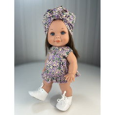 Куклы и одежда для кукол TuKiTu Комплект одежды для кукол и пупсов Платье Лиловые цветочки бант на голову