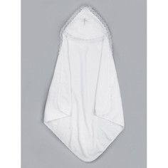 Крестильная одежда AmaroBaby Полотенце крестильное с уголком Little Angel Hugs с кружевом silver 90х90