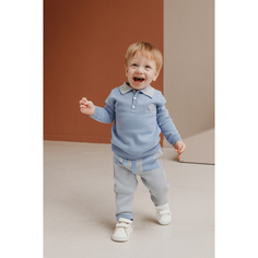 Комплекты детской одежды Leoking Костюм для мальчика кофта с логотипом и штанишки с зигзагом из 100% хлопка 8356