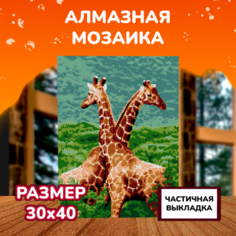 Картины своими руками Lori Алмазная мозаика Жирафы 40х30 см Лори