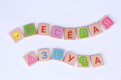 Деревянные игрушки Деревянная игрушка Игрушки из дерева Веселая азбука русский алфавит с картинками 126 шт.