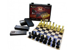 Настольные игры ВладСпортПром Игра Шашки Домино Шахматы 3 в 1