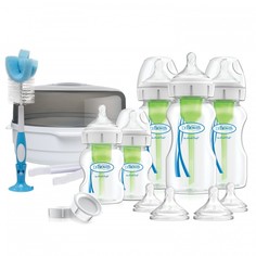Наборы для кормления Dr.Browns Набор Deluxe с контейнером для стерилизации в СВЧ с щипцами и 5 бутылочек Options+