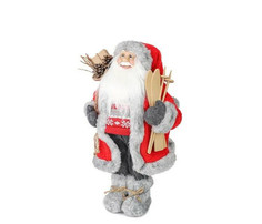 Новогодние украшения Maxitoys Дед Мороз в красной шубке с лыжами и подарками 45 см