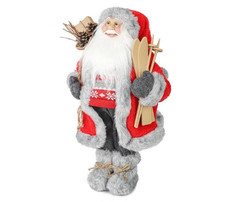 Новогодние украшения Maxitoys Дед Мороз в красной шубке с лыжами и подарками 60 см