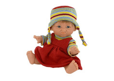 Куклы и одежда для кукол Lamagik S.L. Кукла Джестито Инфант в красном сарафане недовольная 18 см