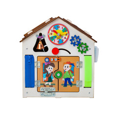 Развивающие игрушки Развивающая игрушка Iwoodplay Бизиборд Домик со светом 29x27x26 см