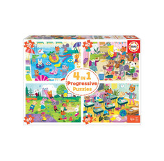 Пазлы Educa Игрушка-головоломка пазл Школьный день 4 в 1