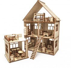 Кукольные домики и мебель ХэппиДом Коттедж с пристройкой и мебелью