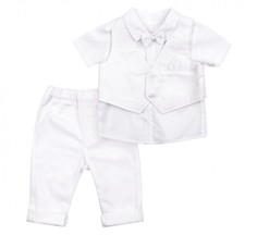 Крестильная одежда Bembi Крестильный комплект для мальчика (рубашка, жилетка, брюки) КП178 БЕМБi