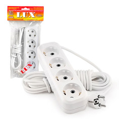 Батарейки, удлинители и переходники Lux Сетевой удлинитель У4-Е-05 4 розетки с з/к 250В 16А 5 м