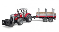 Машины Bruder Трактор Massey Ferguson c манипулятором и прицепом