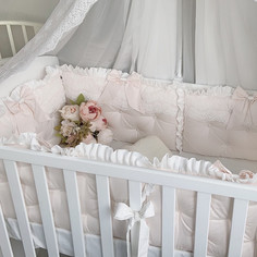 Бортики в кроватку Бортик в кроватку Krisfi прямоугольную Розовое облако (4 подушки) 120х60 см