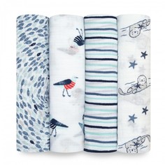 Пеленки Пеленка Aden&Anais из муслинового хлопка Seashore 112х112 см 4 шт. Aden+Anais