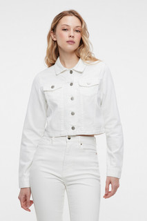 Куртка-джинсовка хлопковая белая с карманами Befree